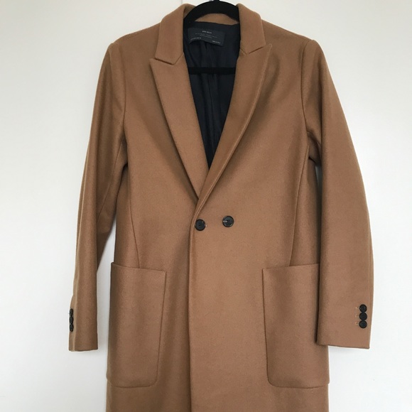 zara camel coat womens